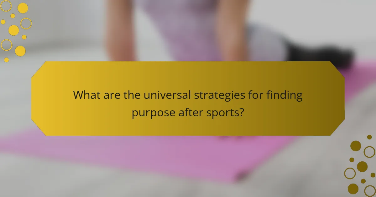 What are the universal strategies for finding purpose after sports?