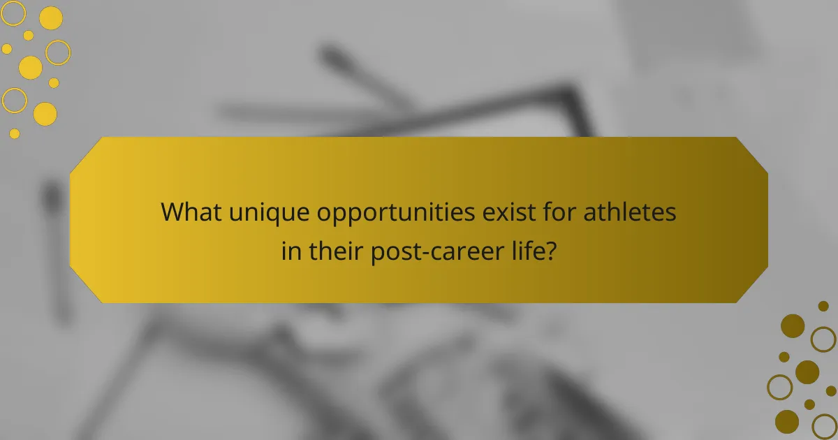 What unique opportunities exist for athletes in their post-career life?